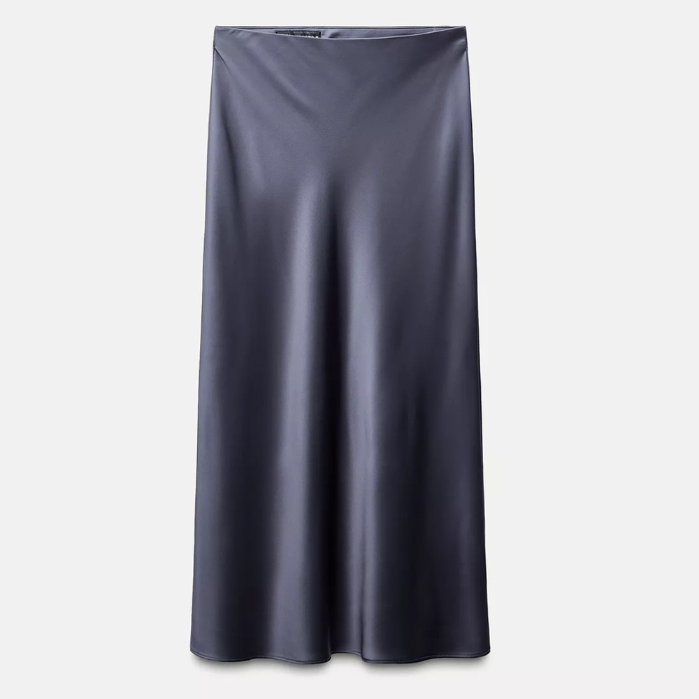 Sleek Gray Satin Skirt